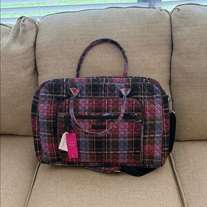Vera Bradley Pink and Brown Plaid Travel Bag #13